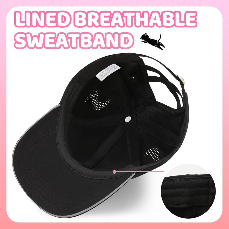 BROMZ Girls Cute Cat Baseball Cap Kids Ponytail Hat Quick Dry Summer Outdoor Sports Trucker Hats for 5-15 Years - Image 4